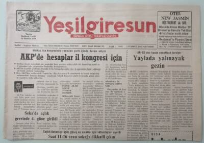Yeşil Giresun Gazetesi 3 Temmuz 2003 Kara Yolları Bulancak Şehir İçi Geçişinde Eksiklikler Var -GZ33382 - 1