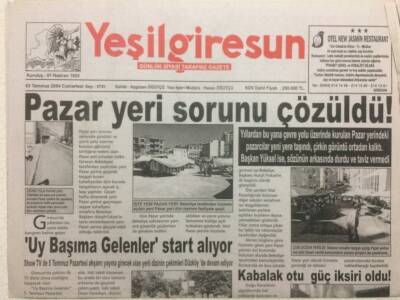 Yeşil Giresun Gazetesi 3 Temmuz 2004 - Pazar Yeri Sorunu Çözüldü GZ32750 - 1