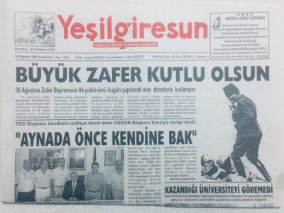 Yeşil Giresun Gazetesi 30 Ağustos 2006 - Giresunspor 3 Puana Şartlandı GZ40786 - 1
