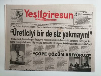 Yeşil Giresun gazetesi 30 Haziran 2004-Üreticiyi Bir De Siz Yakmayın-GZ14475 - 1