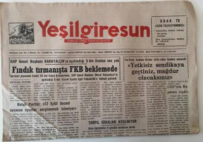 Yeşil Giresun Gazetesi 30 Kasım 1993 - Fındık Tırmanışta FKB Beklemede GZ28931 - 1