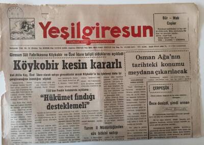 Yeşil Giresun Gazetesi 30 Nisan 1994 - Köykobir Kesin Kararlı , Osman Ağanın Tarihteki Konumu Meydana Çıkarılacak GZ28603 - 1