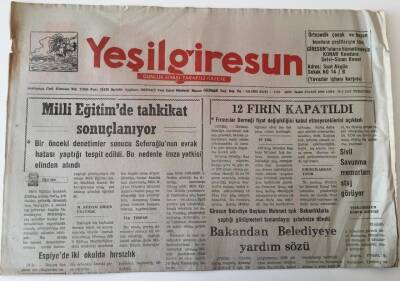 Yeşil Giresun Gazetesi - 30 Ocak 1992 - Bakandan Belediyeye Yardım Sözü , 12 Fırın Kapatıldı GZ43891 - 1