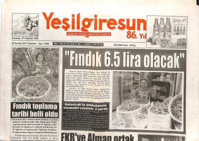 Yeşil Giresun Gazetesi 30 Temmuz 2011 - FKBye Alman Ortak GZ108037 - 1
