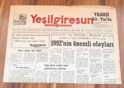 Yeşil Giresun Gazetesi 31 Aralık 1992 - 1992 nin Önemli Olayları GZ1763 - 1