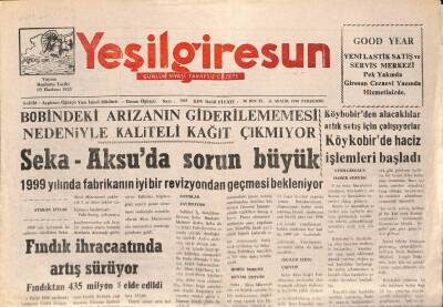 Yeşil Giresun Gazetesi 31 Aralık 1998 - Seka - Aksu`da Sorun Büyük GZ79715 - 1