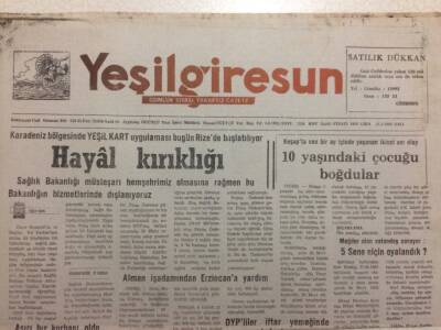 Yeşil Giresun Gazetesi 31 Mart 1992 - 10 Yaşındaki Çocuğu Boğdular GZ34464 - 1