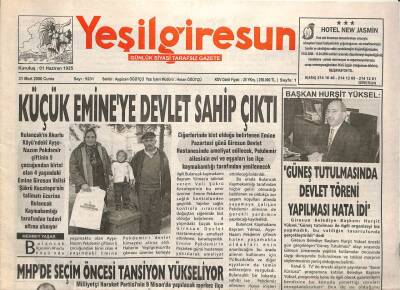 Yeşil Giresun Gazetesi 31 Mart 2006 - MHPde Seçim Öncesi Tansiyon Yükseliyor GZ108749 - 1