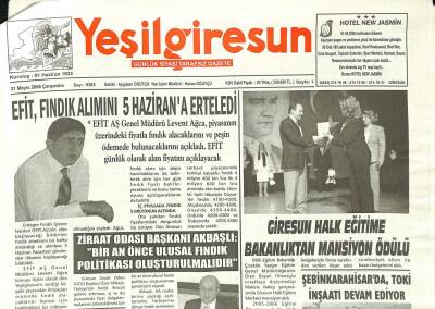 Yeşil Giresun Gazetesi 31 Mayıs 2006 - Giresun Halk Eğitime Bakanlıktan Mansiyon Ödülü GZ97203 - 1