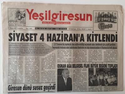Yeşil Giresun Gazetesi 31 Mayıs 2007 - Siyaset 4 Hazirana Kitlendi GZ31015 - 1