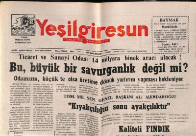 Yeşil Giresun Gazetesi 31 Şubat 2000 - Ticaret Ve Sanayi Odası 14 Milyara Binek Aracı Alacak ! GZ77832 - 1