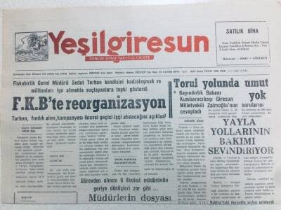 Yeşil Giresun Gazetesi 31 Temmuz 1992 - Torul Yolunda Umut Yok GZ41411 - 1