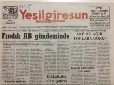 Yeşil Giresun Gazetesi 31 Temmuz 2003 - Fındık AB Gündeminde GZ35501 - 1