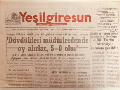 Yeşil Giresun Gazetesi 4 Aralık 1995 - 100 Turist Birimiyle Temasa Geçildi GZ38757 - 1