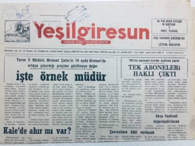 Yeşil Giresun Gazetesi 4 Haziran 1994 - Fındık Koşnili Zararlı Oluyor GZ41093 - 1