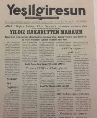 Yeşil Giresun Gazetesi 4 Kasım 1993 - Bahtiyar Yıldız Hakaretten Mahkum GZ38236 - 1