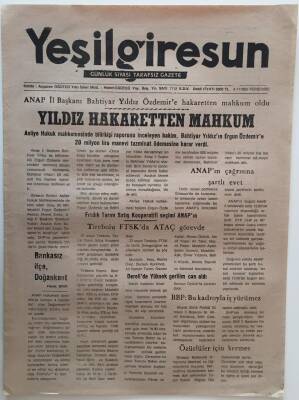 Yeşil Giresun Gazetesi 4 Kasım 1993 - Yıldız Hakaretten Mahkum GZ28988 - 1