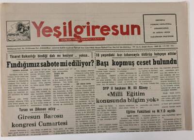 Yeşil Giresun Gazetesi 4 Kasım 1994 - Fındığımız Sabote mi Ediliyor ? GZ13359 - 1