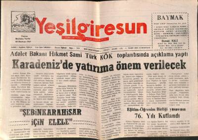 Yeşil Giresun Gazetesi 4 Mart 2000 - Karadenizde Yatırıma Önem Verilecek GZ77868 - 1