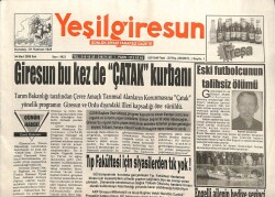 Yeşil Giresun Gazetesi 4 Mart 2008 - Giresun Bu Kez de Çatak Kurbanı GZ101639 - 1