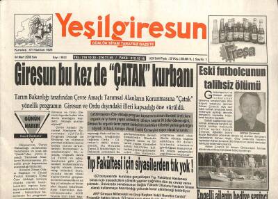 Yeşil Giresun Gazetesi 4 Mart 2008 - Giresun Bu Kez de Çatak Kurbanı GZ101639 - 1
