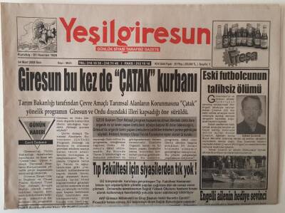 Yeşil Giresun Gazetesi 4 Mart 2008 - Giresun Bu Kez De Çatak Kurbanı GZ28953 - 1