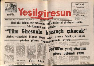 Yeşil Giresun Gazetesi 4 Şubat 2000 - TOYADın Yeni Yönetimi Görev Bölümü Yaptı GZ77835 - 1