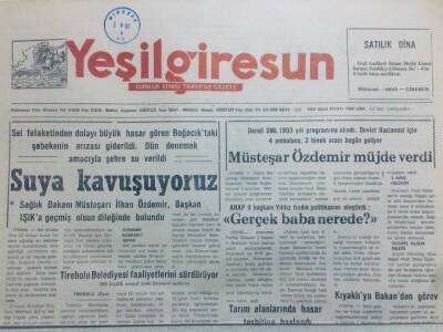 Yeşil Giresun Gazetesi 5 Ağustos 1992 - Suya Kavuşuyoruz GZ40795 - 1