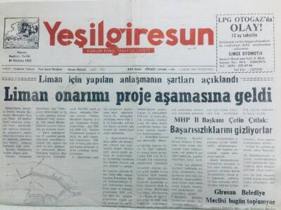 Yeşil Giresun Gazetesi 5 Ekim 2000 - Liman Onarımı Proje Aşamasına Geldi GZ41419 - 1
