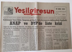 Yeşil Giresun Gazetesi - 5 Eylül 1991 - Giresundan Liste Başına Gelmek İçin Kıyasıya Mücadele Başladı - GZ43661 - 2