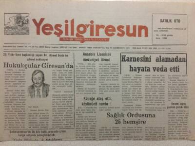 Yeşil Giresun Gazetesi 5 Haziran 1992 - Hukukçular Giresunda GZ34488 - 1