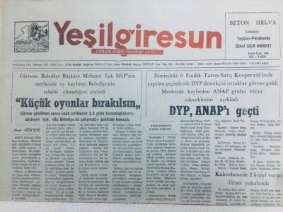 Yeşil Giresun Gazetesi 5 Kasım 1991 - Küçük Oyunlar Bırakılsın GZ41397 - 1