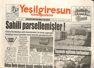 Yeşil Giresun Gazetesi 5 Mart 2008 - Sahili Parsellemişler GZ101638 - 1