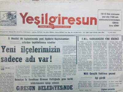Yeşil Giresun Gazetesi 5 Mayıs 1992 - Yeni İlçelerimizin Sadece Adı Var GZ41071 - 1