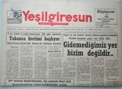 Yeşil Giresun Gazetesi 5 Mayıs 1993 Gidemediğimiz Yer Bizim Değildir -GZ33359 - 1