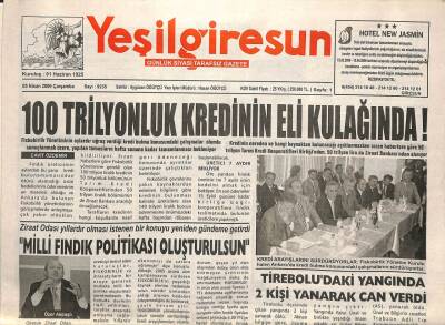 Yeşil Giresun Gazetesi 5 Nisan 2006 - Fiskobirlike 100 Trilyonluk Kredinin Eli Kulağında GZ108753 - 1