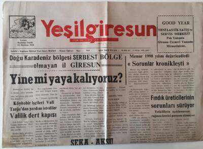 Yeşil Giresun Gazetesi 5 Ocak 1999 - SEKA - AKSU Destek Bekliyor , Yine Mi Yaya Kalıyoruz ? GZ28962 - 1