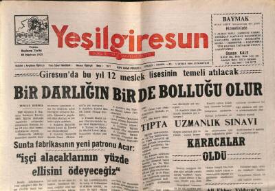 Yeşil Giresun Gazetesi 5 Şubat 2000 - Sunta Fabrikasının Yeni Patronu Acar GZ77838 - 1