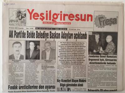Yeşil Giresun Gazetesi 5 Şubat 2009 - Fındık Üreticilerine Don Uyarısı , Espiyede Üreticilere Fındık Ve Kivi Semineri GZ28920 - 1