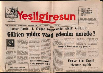 Yeşil Giresun Gazetesi 6 Aralık 1999 - Espiye Ulu Camii Hizmete Açıldı GZ77985 - 1