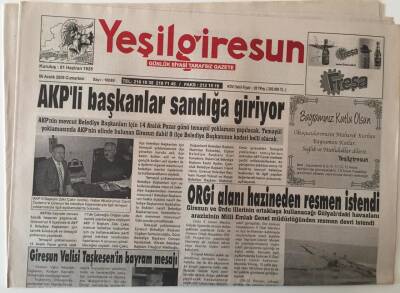 Yeşil Giresun Gazetesi 6 Aralık 2008 - AKPli Başkanlar Sandığa Giriyor GZ28917 - 1