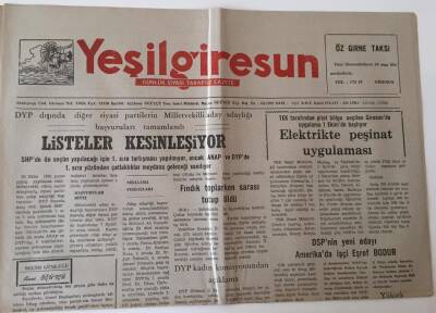 Yeşil Giresun Gazetesi - 6 Eylül 1991 - Üç Yaylamız Turizm Alanı İlan Edilince Turizme Para Akıyor - GZ43660 - 2