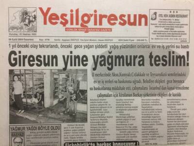 Yeşil Giresun Gazetesi 6 Eylül 2004 - Giresun Yine Yağmura Teslim GZ34861 - 1