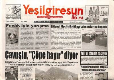 Yeşil Giresun Gazetesi 6 Eylül 2011 - Çavuşlu Çöpe Hayır Diyor GZ108315 - 1