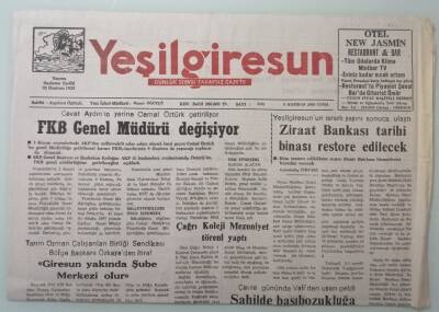 Yeşil Giresun Gazetesi 6 Haziran 2003 Giresun Yakında Şube Merkezi Oluyor -GZ33386 - 1