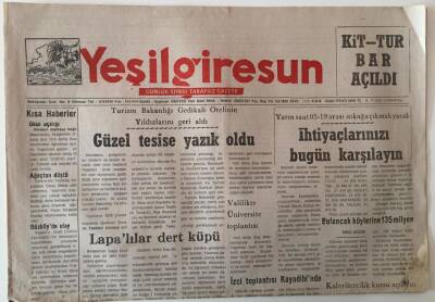 Yeşil Giresun Gazetesi 6 Kasım 1993 - Güzel Tesise Yazık Oldu GZ28986 - 1