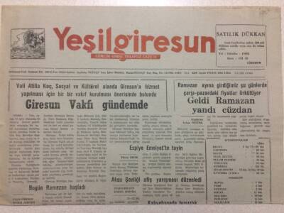 Yeşil Giresun Gazetesi 6 Mart 1992 - Giresun Vakfı Gündemde GZ38255 - 1