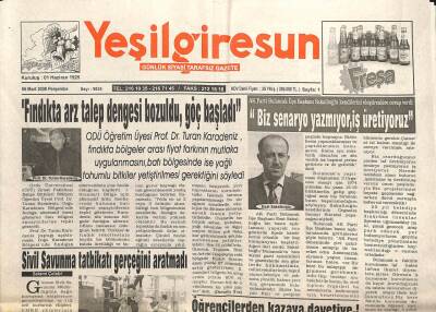 Yeşil Giresun Gazetesi 6 Mart 2008 - Sahildeki Kumsal Vatandaşın Tapulu Arazisi Çıktı GZ101637 - 2