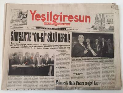 Yeşil Giresun Gazetesi - 6 Mart 2010 - Maliye Bakanı Mehmet Şimşek Or-gi Sözü Verdi - GZ43829 - 2