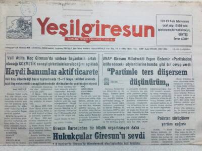 Yeşil Giresun Gazetesi 6 Mayıs 1992 - Hukukçular Giresunu Sevdi GZ41080 - 1
